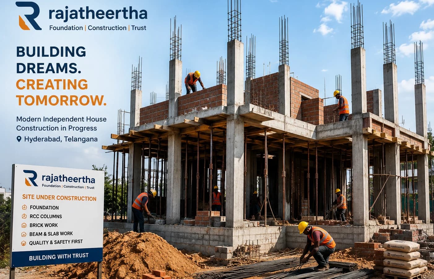 Step-by-step house construction process for homeowners in Hyderabad and India