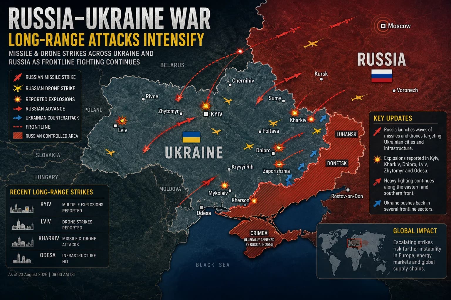 Russia-Ukraine war latest developments as missile and drone attacks intensify amid warnings of possible new Russian troop mobilization